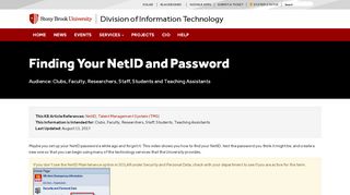 
                            4. NetID password - Division of Information Technology - Stony Brook ...