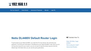 
                            4. Netis DL4480V - Default login IP, default username & password