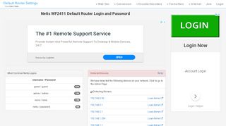 
                            1. Netis WF2411 Default Router Login and Password