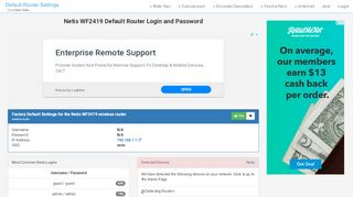 
                            1. Netis WF2419 Default Router Login and Password