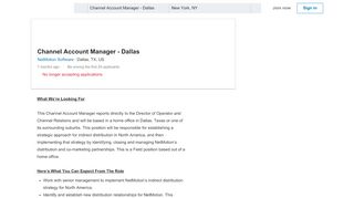 
                            7. NetMotion Software hiring Channel Account Manager - Dallas in ...