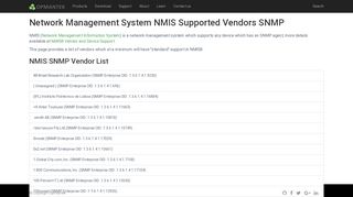 
                            6. Network Management System NMIS Supported Vendors SNMP