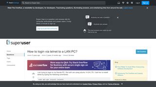 
                            6. networking - How to login via telnet to a LAN PC? - Super User
