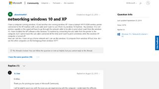 
                            8. networking windows 10 and XP - Microsoft Community