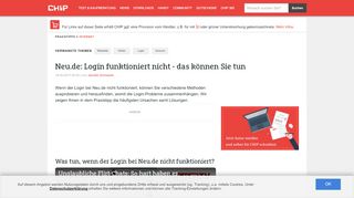 
                            4. Neu.de: Login funktioniert nicht - das können Sie tun - CHIP