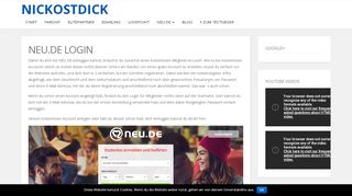 
                            2. NEU.DE Login - Hier fängt es an - Nickostdick