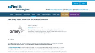 
                            3. New Amey pages online now for potential suppliers ...