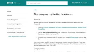 
                            7. New company registration in Arkansas - Gusto Support