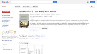 
                            7. New Directions in Local History Since Hoskins - Google Books Result