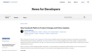
                            8. New Facebook Platform Product Changes and Policy Updates