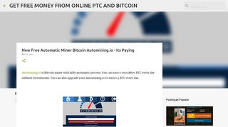 
                            4. New Free Automatic Miner Bitcoin Automining.io - Its Paying