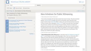 
                            4. New Initiatives for Public Witnessing — Watchtower ONLINE LIBRARY