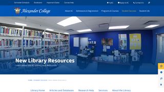 
                            4. New Library Resources - Alexander CollegeAlexander College