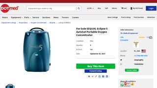 
                            4. New SEQUAL Eclipse 5 AutoSat Portable Oxygen Concentrator For ...