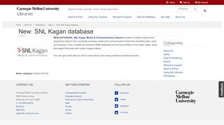 
                            7. New: SNL Kagan database | Carnegie Mellon University Libraries