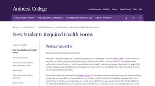 
                            1. New Students Required Health Forms - Amherst College