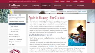 
                            3. New Students, Residence Life | Earlham College