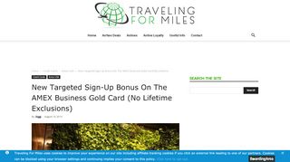 
                            9. New Targeted Sign-Up Bonus On The AMEX Business Gold Card ...