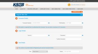 
                            4. New User Registration - KSEB Web Self Service