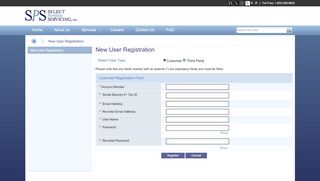 
                            4. New User Registration - Select Portfolio Servicing