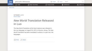 
                            2. New World Translation Released in Luo - JW.org