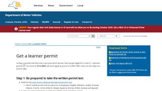 
                            3. New York DMV | Get a learner permit