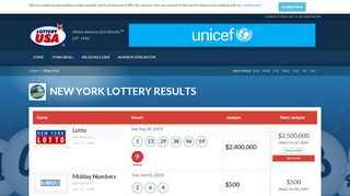 
                            9. New York (NY) Lottery - Winning Numbers & Results