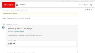 
                            3. Newbie question - avcli login | Oracle Community