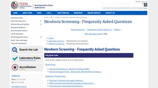 
                            2. Newborn Screening - Texas Department of State Health Services