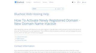 
                            7. Newly Registered Domain is Not Active Once I ... - Login - Bluehost