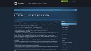 
                            7. News - Portal 2 Update Released - Steam