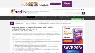 
                            9. News: QPP releases 2017 Physician Compare data; clinician ... - acdis