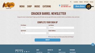 
                            2. Newsletter Sign Up | Cracker Barrel