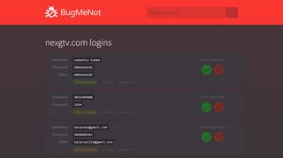 
                            1. nexgtv.com passwords - BugMeNot