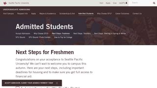 
                            2. Next Steps for Freshmen - Seattle Pacific University