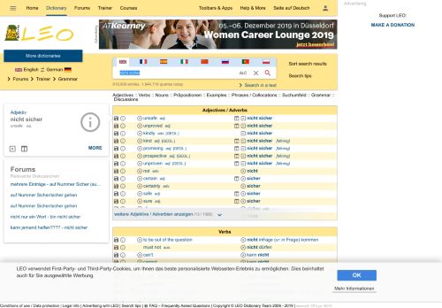 
                            3. nicht sicher - LEO: Übersetzung im English ⇔ German Dictionary