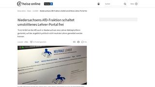 
                            5. Niedersachsens AfD-Fraktion schaltet umstrittenes Lehrer-Portal frei ...