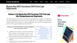 
                            6. Nigerian Navy DSSC Recruitment 2019 Portal Login ...