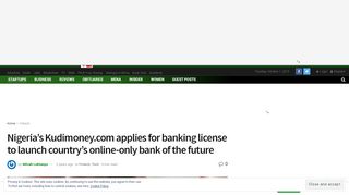 
                            8. Nigeria’s Kudimoney.com applies for banking license to ...