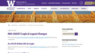 
                            3. NIH: ASSIST Login & Logout Changes - UW Research