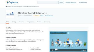 
                            7. Nimbus Portal Solutions Reviews and Pricing - 2019 - Capterra