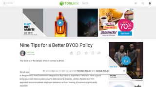 
                            9. Nine Tips for a Better BYOD Policy - Toolbox