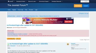 
                            2. no frontend login after update to 3.8.7 (SOLVED) - Joomla! Forum ...