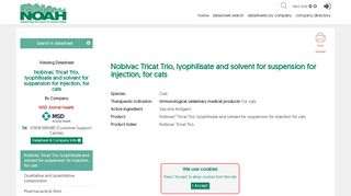 
                            1. Nobivac Tricat Trio, lyophilisate and solvent for ...