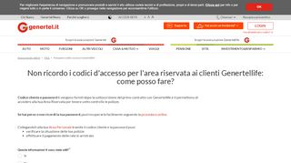 
                            2. Non ricordo i codici d'accesso per l'area riservata ai clienti Genertellife ...