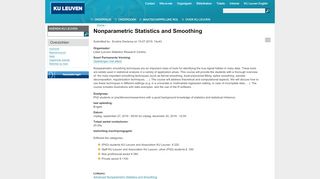 
                            8. Nonparametric Statistics and Smoothing | KU Leuven Kalender