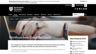 
                            4. Northumbria Email Account - Northumbria University