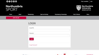 
                            3. Northumbria Sport : Login