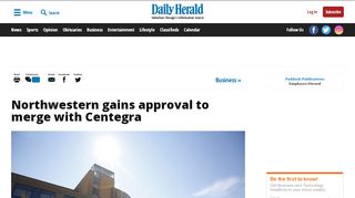 
                            7. Northwestern gains approval to merge with Centegra - Daily Herald