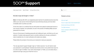 
                            4. Not able to login with Google+ or Twitter? – 500px Support Center